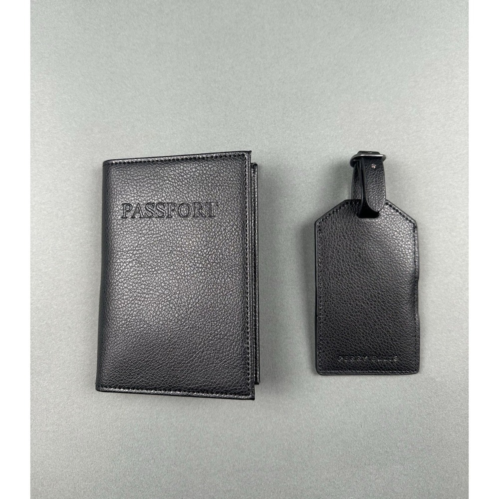 Perry Ellis Leather Portfolio Passport Holder & Luggage Tag Gift Set NEW